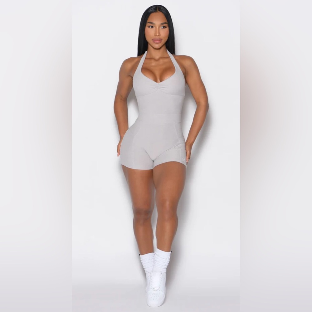 Bombshell Sportswear Backless Pocket Bodysuit Short - Size S / Ice